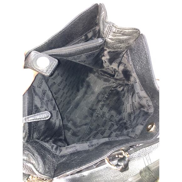 MICHAEL KORS, LARGE BLACK LEATHER SHOULDER BAG, HANDBAG - Picture 10 of 16